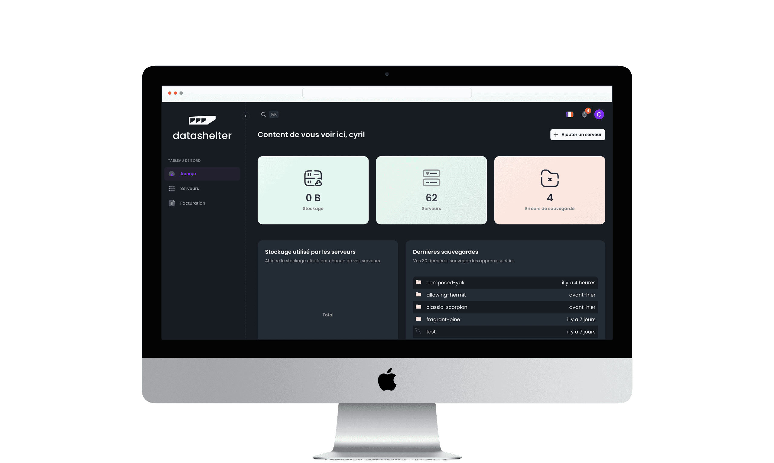 Image pour Datashelter - Dashboard de gestion
