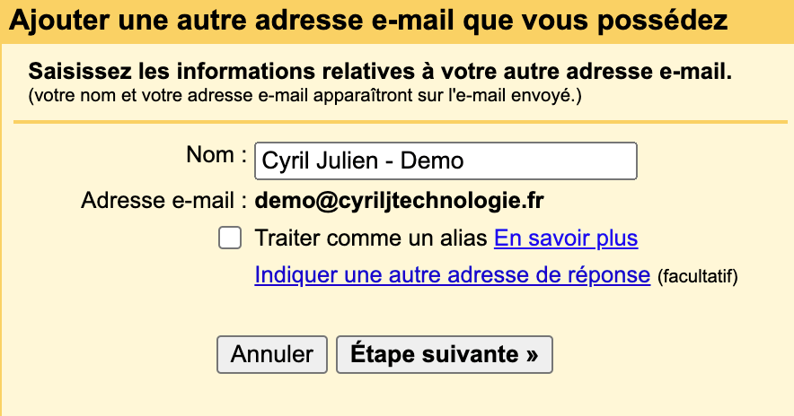 Saisir les informations