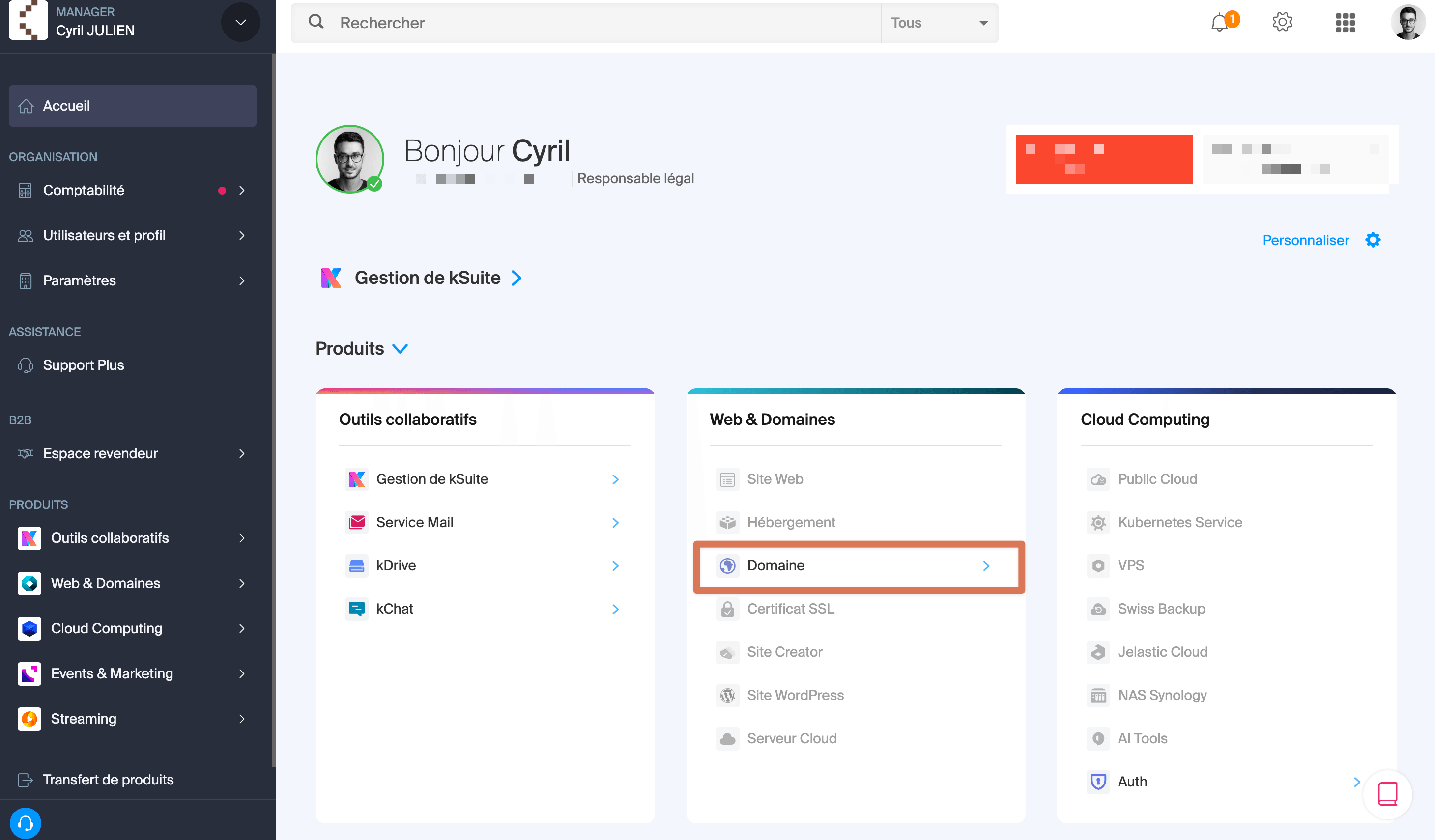 Interface de configuration DNS chez Infomaniak